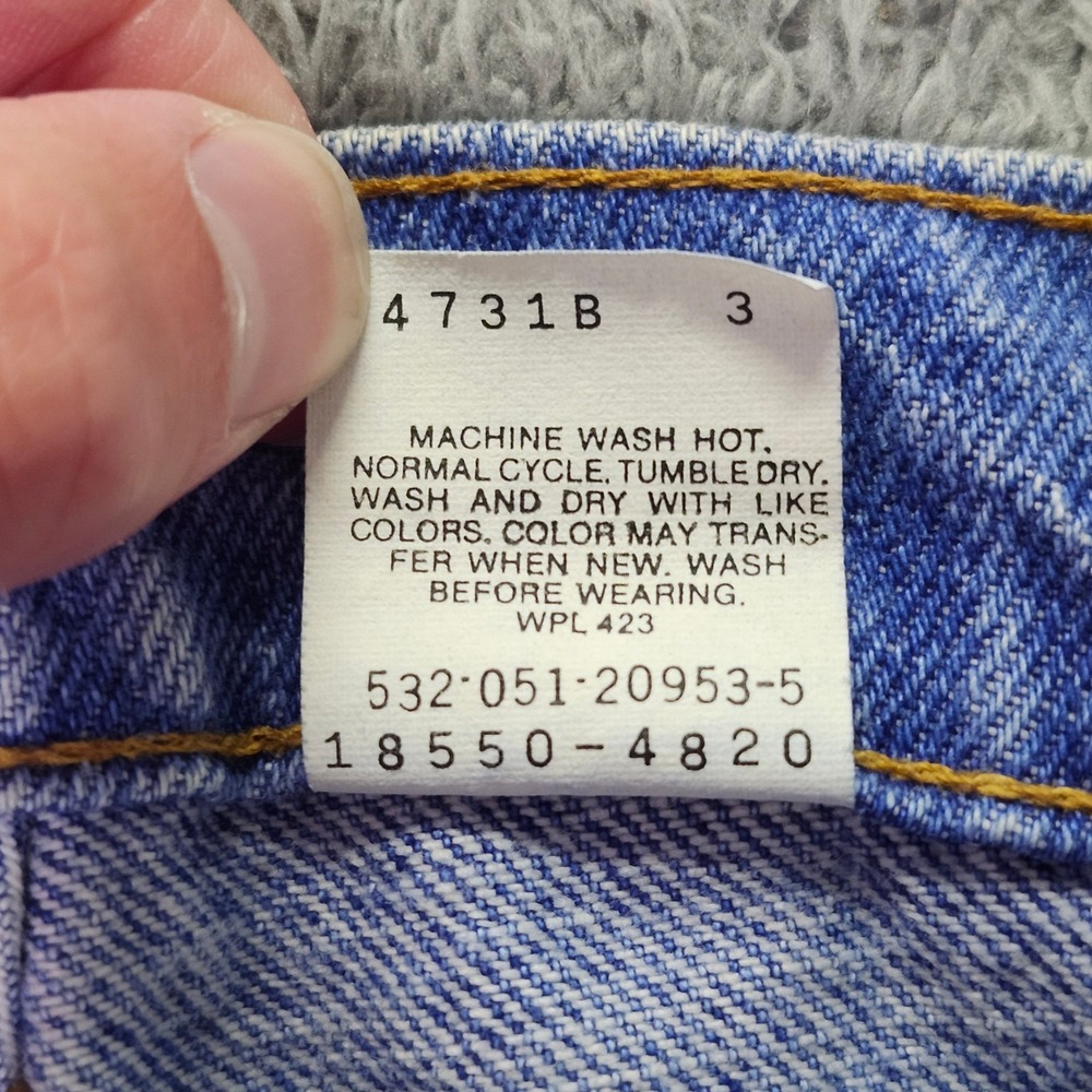 Levi's Womens 3L 550 Relaxed Fit Tapered Jeans Acid Wash Blue Made in USA 90s - Picture 9 of 10